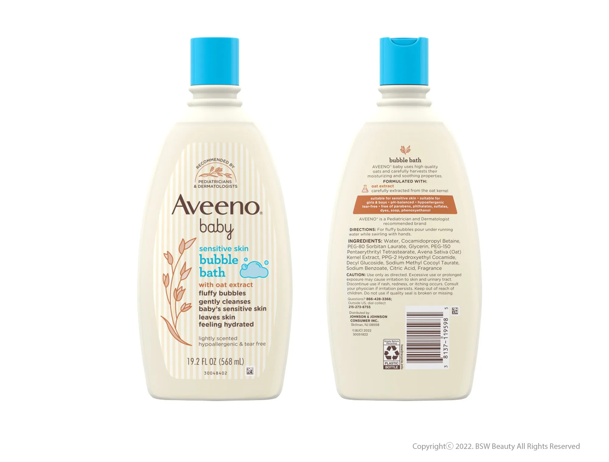 AVEENO BABY SENSITIVE SKIN BUBBLE BATH WITH OAT EXTRACT HYPOALLERGENIC 19.2oz