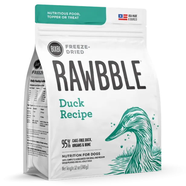 Bixbi Rawbble Freeze-Dried Duck Recipe Dog Food