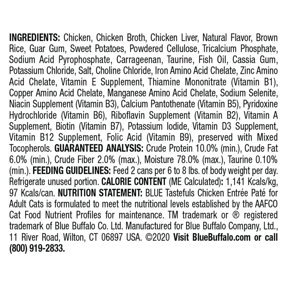 Blue Buffalo Tastefuls Natural Pate Chicken Entree Wet Cat Food