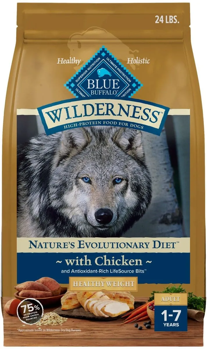 Blue Buffalo Wilderness Wholesome Grains Healthy Weight Chicken Recipe Adult Dry Dog Food