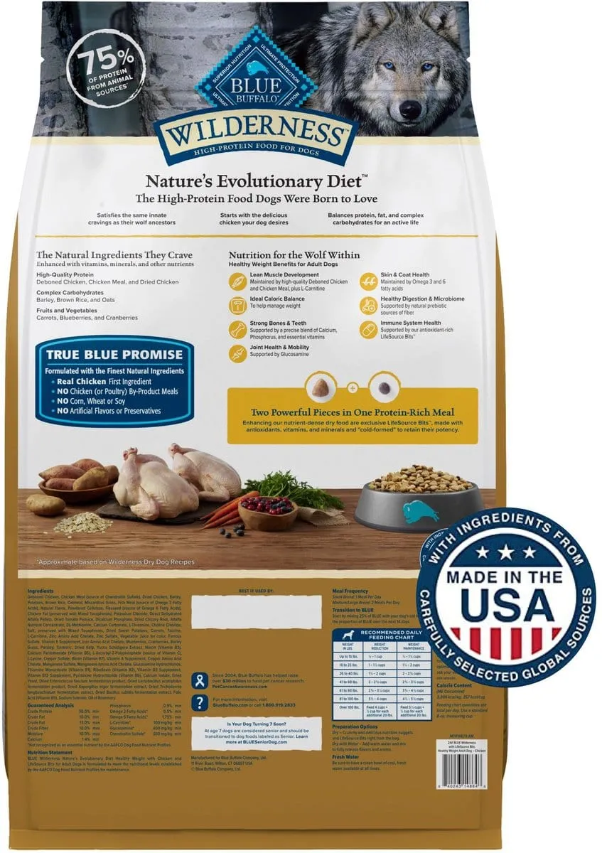 Blue Buffalo Wilderness Wholesome Grains Healthy Weight Chicken Recipe Adult Dry Dog Food