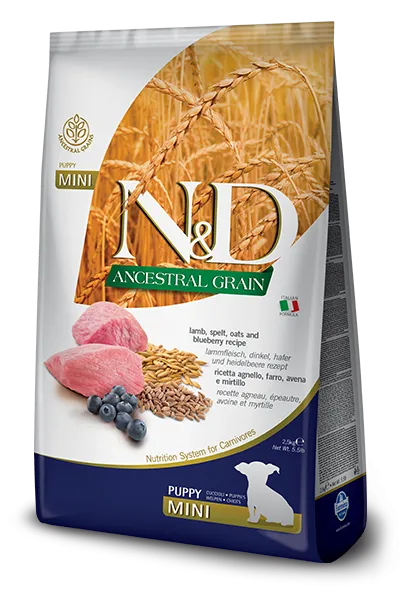Farmina Natural & Delicious Ancestral Grain Lamb & Blueberry Mini Puppy Dry Dog Food
