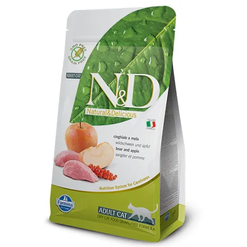 Farmina Natural & Delicious Grain Free Boar and Apple Adult Dry Cat Food