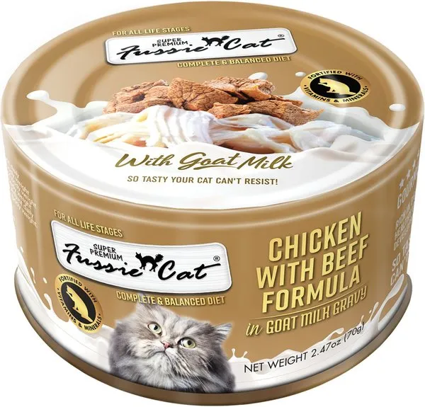 Fussie Cat Chicken with Beef in Goat Milk Gravy Shredded Canned Cat Food