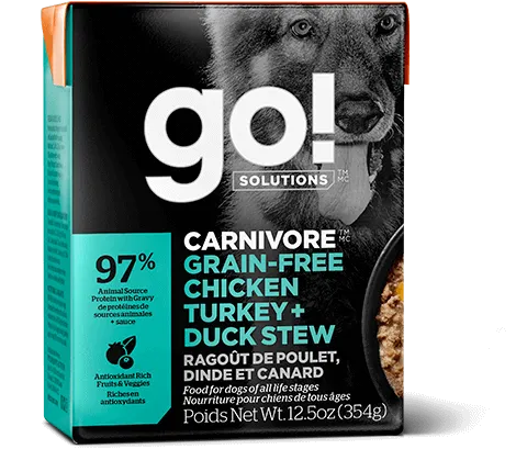 Go! Solutions Carnivore Grain Free Chicken, Turkey and Duck Stew for Dogs