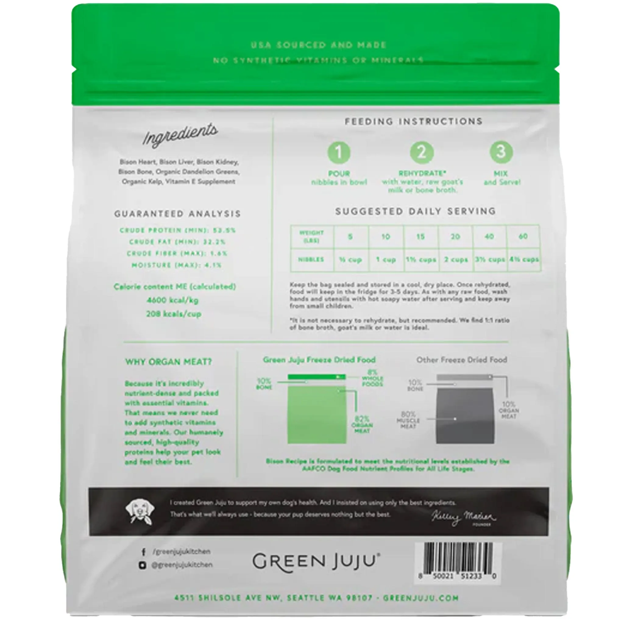 Green Juju Freeze-Dried Raw Diet Bison Dog Food