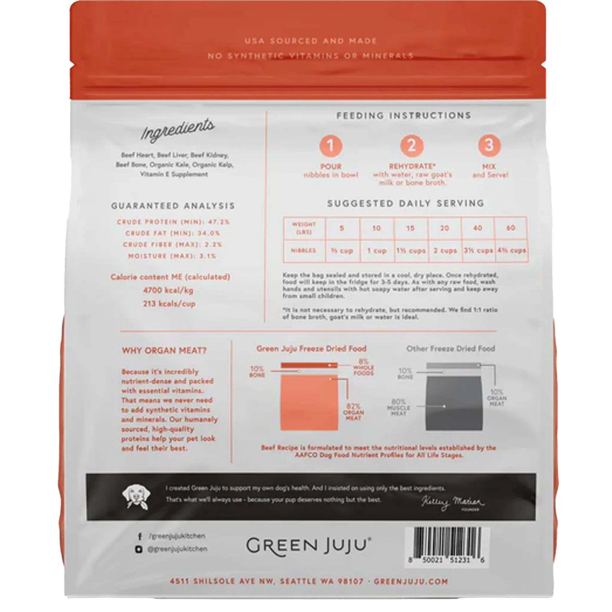 Green Juju Freeze-Dried Raw Diet Dog Beef 14 oz