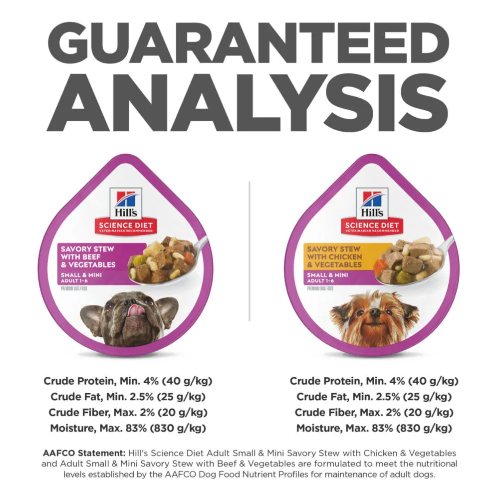 Hill's Science Diet Adult Small & Toy Breed Savory Chicken/Beef and Vegetable Stew Variety Pack Wet Dog Food