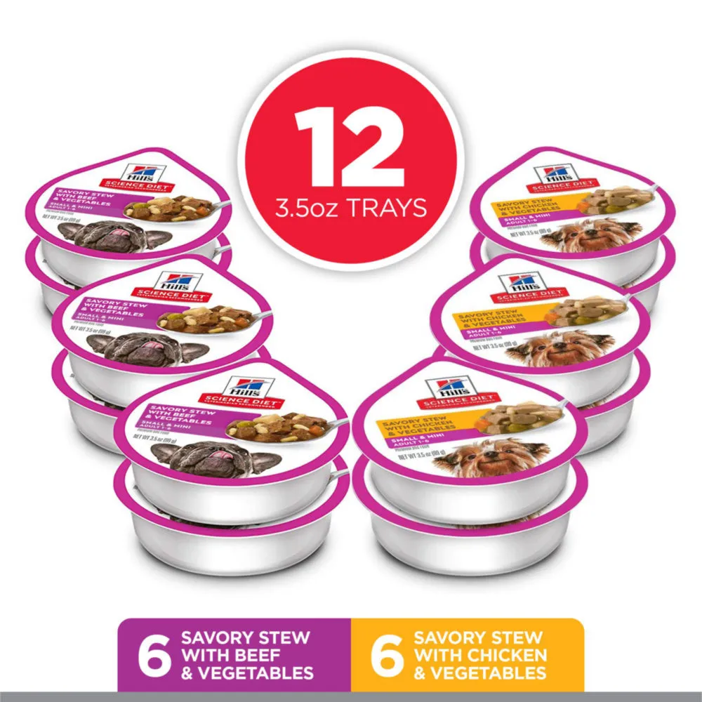 Hill's Science Diet Adult Small & Toy Breed Savory Chicken/Beef and Vegetable Stew Variety Pack Wet Dog Food