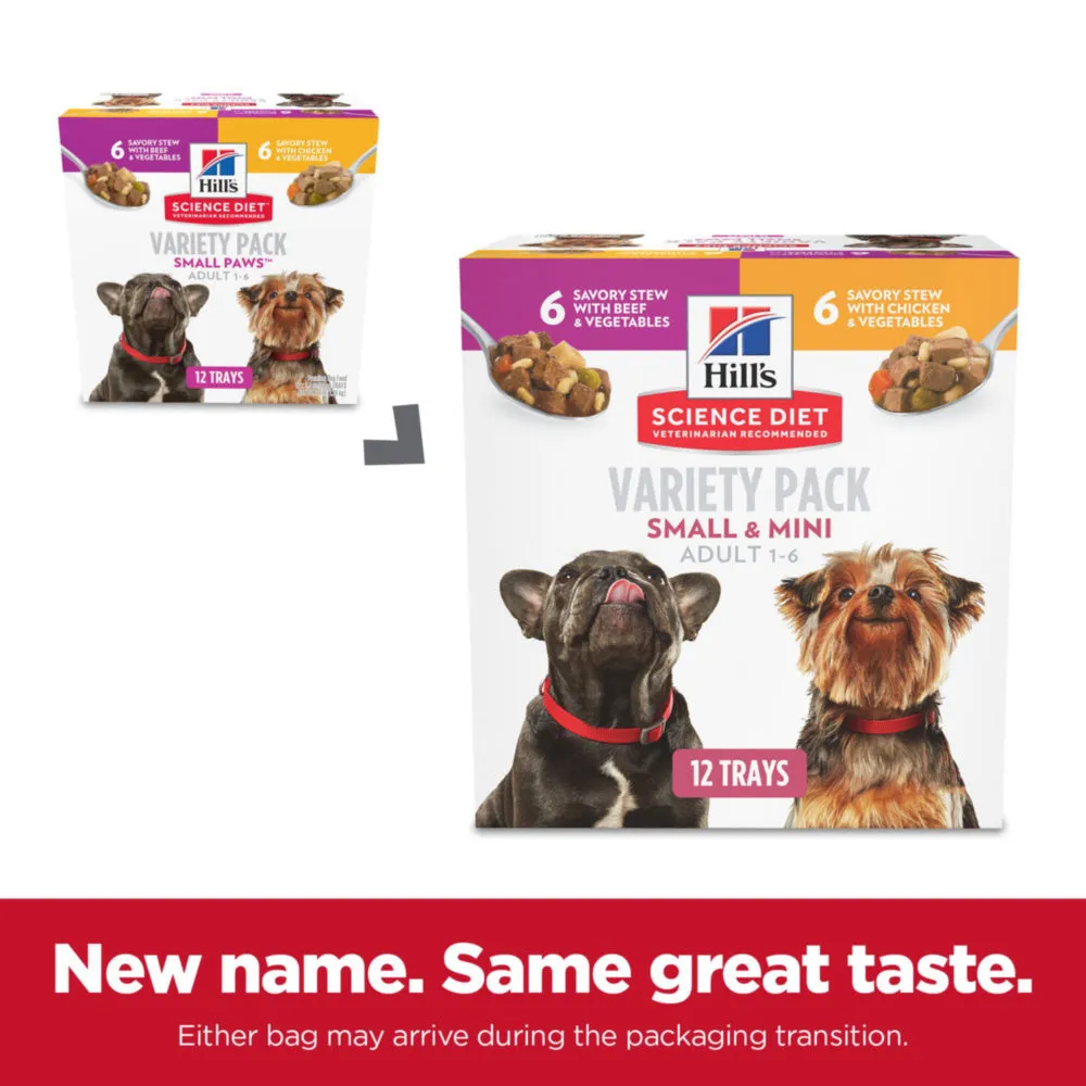 Hill's Science Diet Adult Small & Toy Breed Savory Chicken/Beef and Vegetable Stew Variety Pack Wet Dog Food