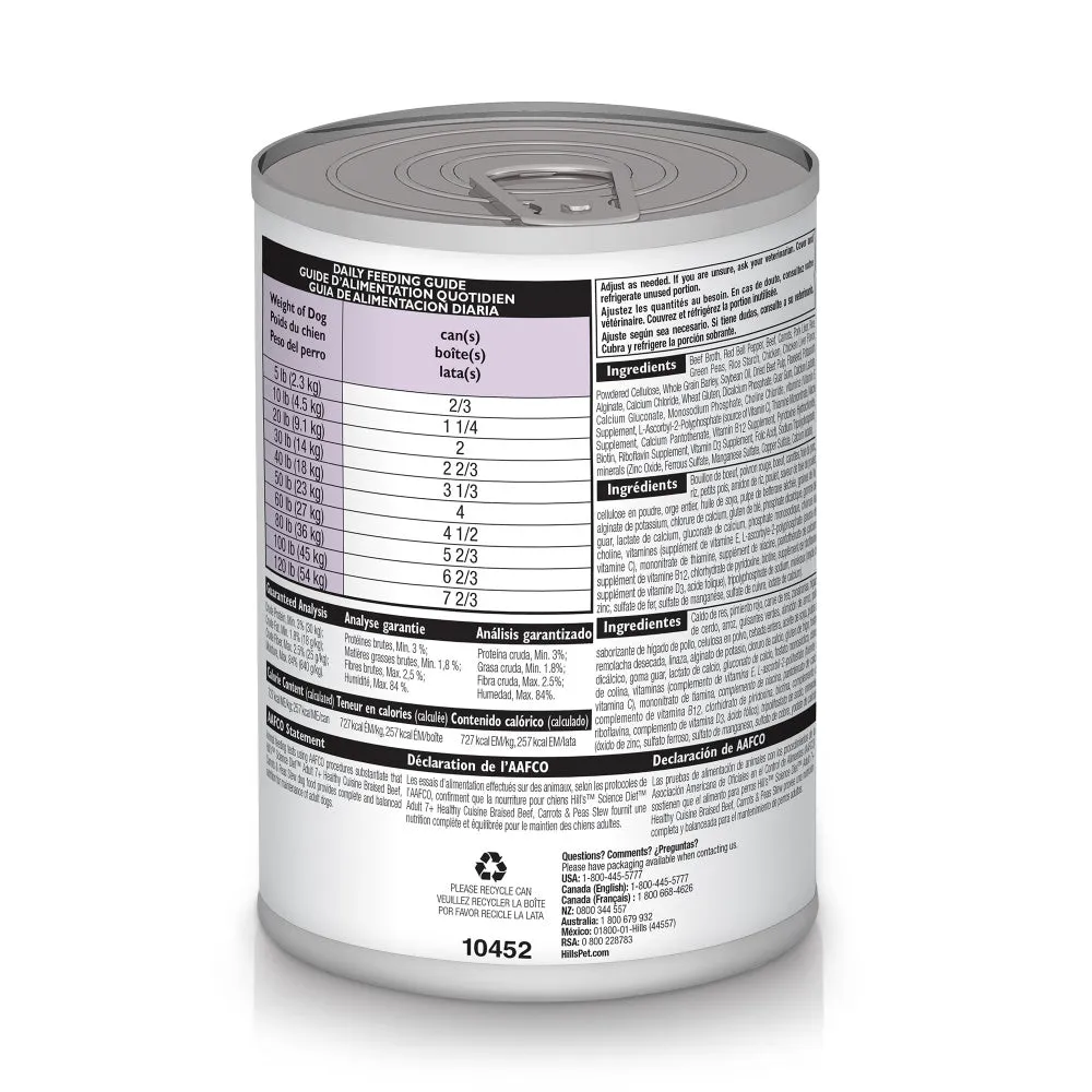 Hill's Science Diet Healthy Cuisine Adult 7  Braised Beef, Carrots, & Peas Stew Canned Dog Food