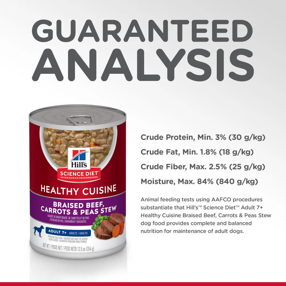Hill's Science Diet Healthy Cuisine Adult 7  Braised Beef, Carrots, & Peas Stew Canned Dog Food