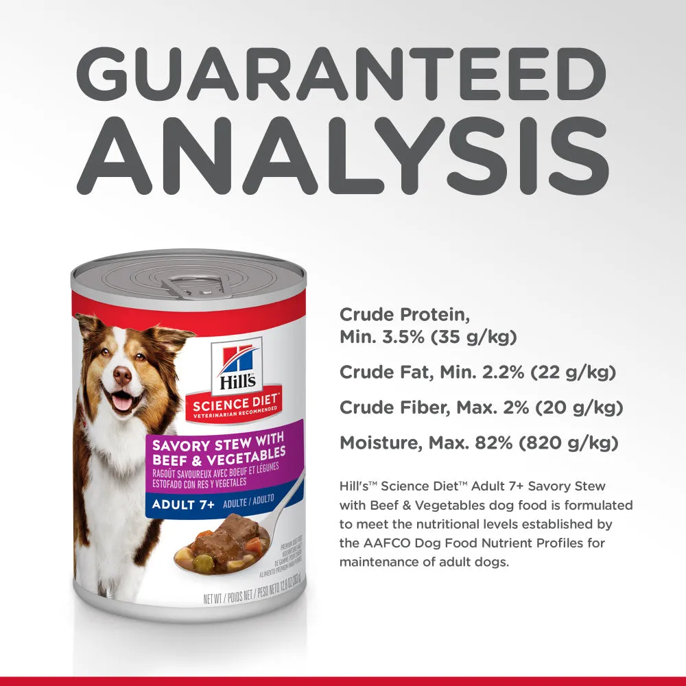 Hill's Science Diet Senior 7  Savory Stew with Beef & Vegetables Canned Dog Food
