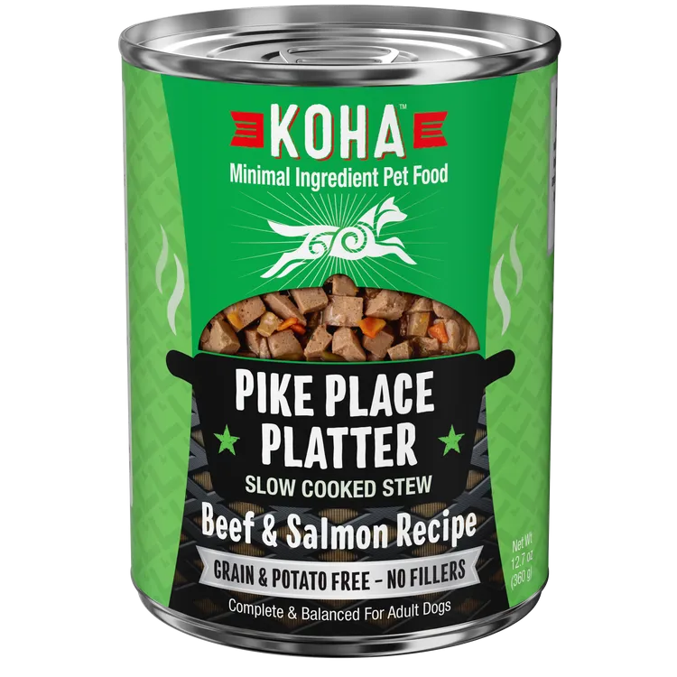 KOHA Grain & Potato Free Pike Place Platter Slow Cooked Stew with Beef & Salmon Canned Dog Food