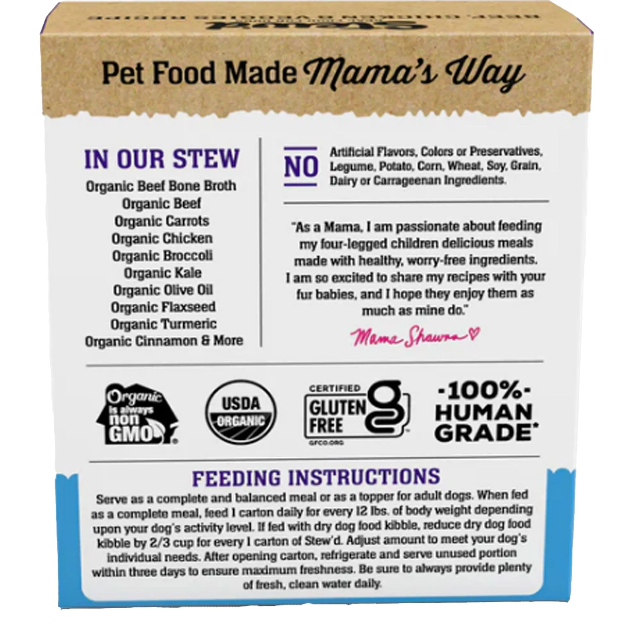Mama Shawna Organic Stew'd Beef, Chicken, & Veggies Dog Food