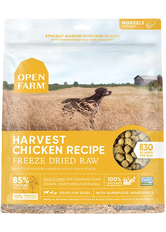 Open Farm Grain Free Harvest Chicken Recipe Freeze Dried Raw Dog Food