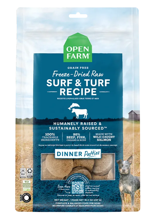 Open Farm Surf & Turf Freeze Dried Raw Patties for Dogs