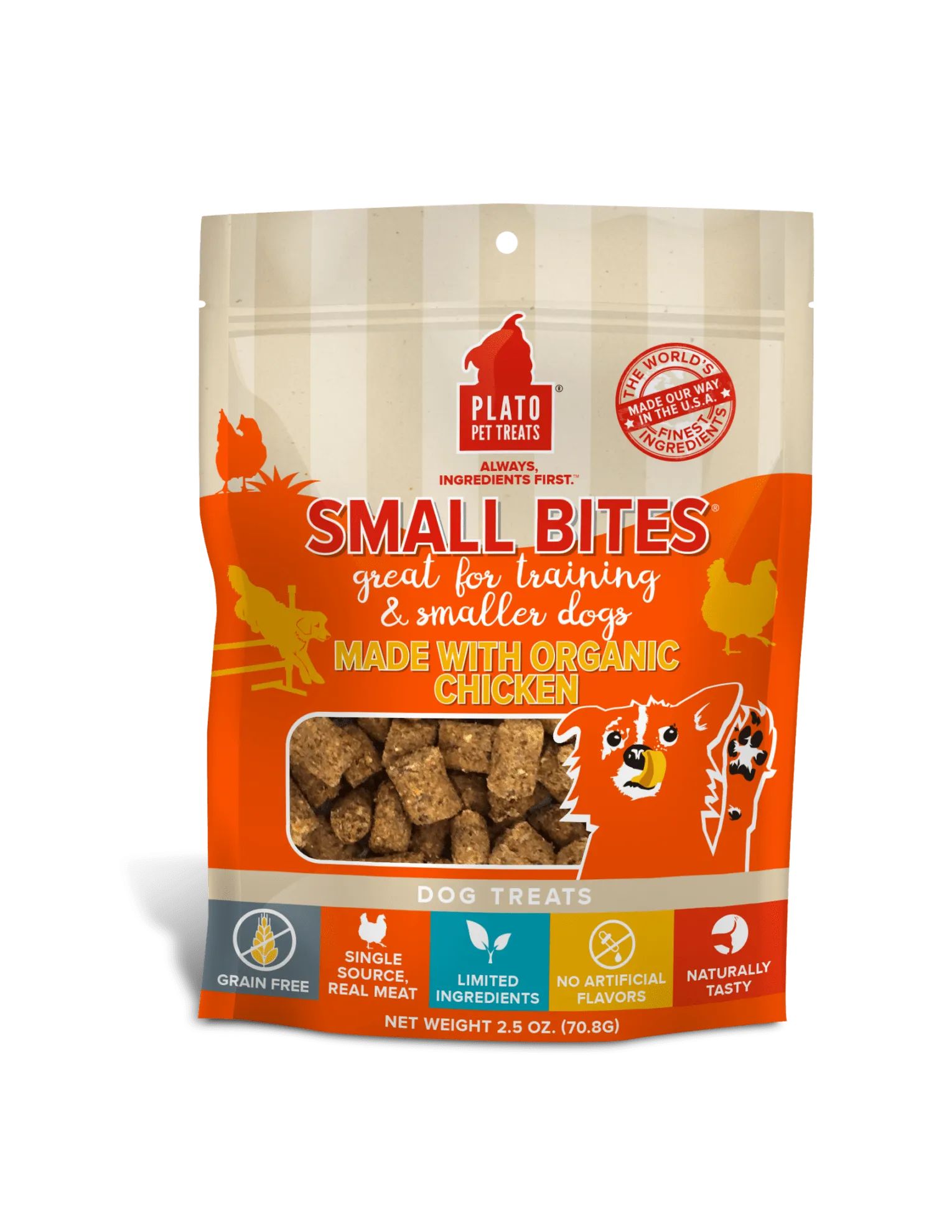 Plato Small Bites Organic Chicken Dog Treats