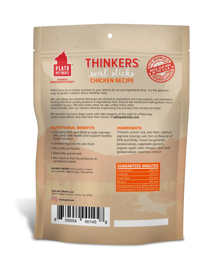 Plato Thinkers Chicken Meat Stick Dog Treats