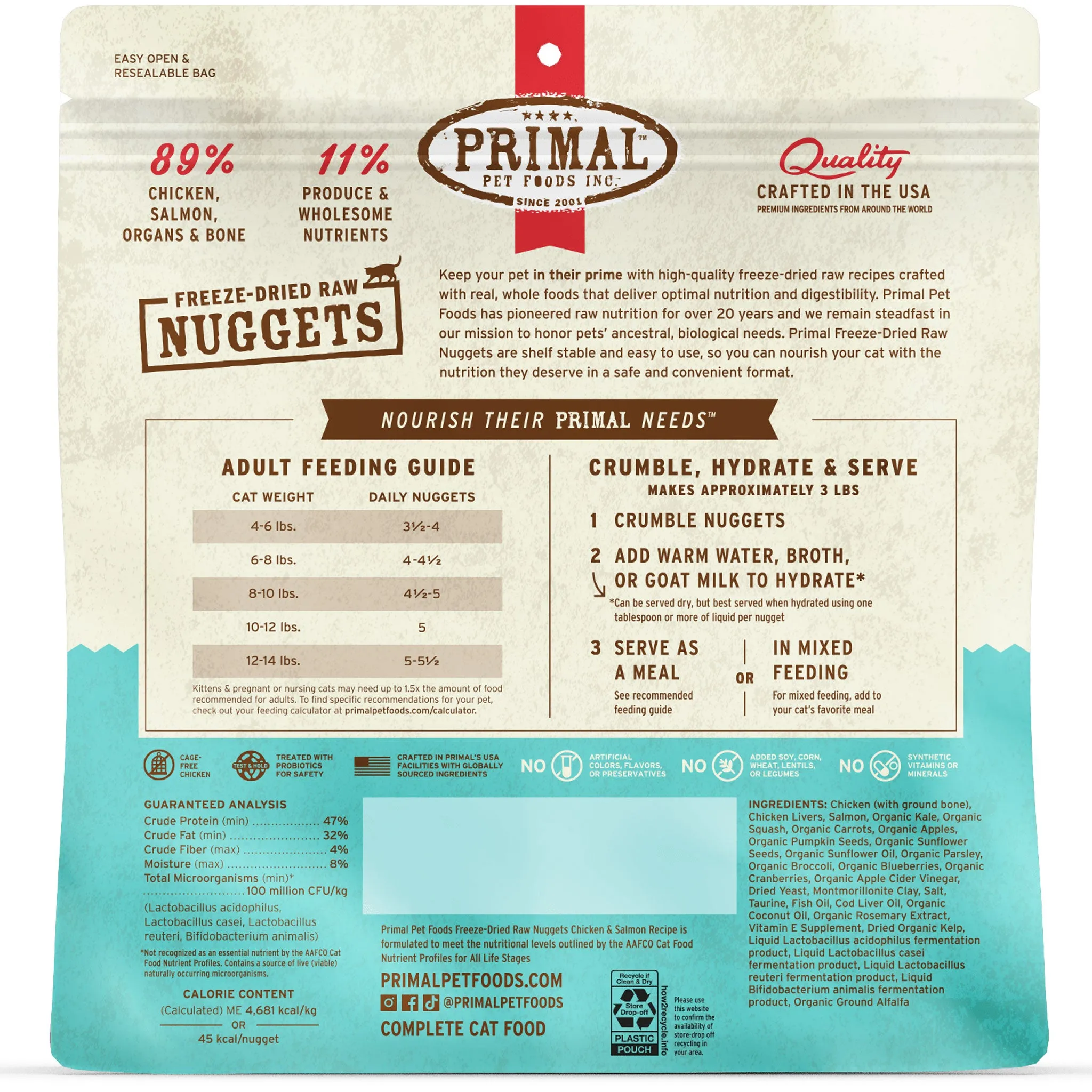 Primal Freeze-Dried Chicken & Salmon Formula Cat Food - 14oz