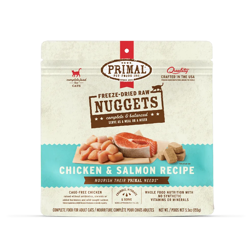 Primal Freeze Dried Nuggets Grain Free Chicken and Salmon Formula Cat Food