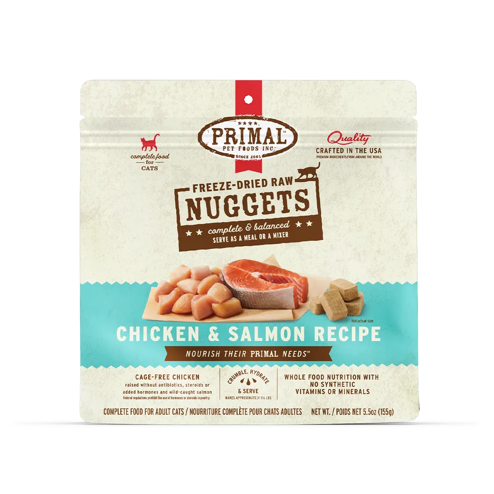 Primal Freeze Dried Nuggets Grain Free Chicken and Salmon Formula Cat Food