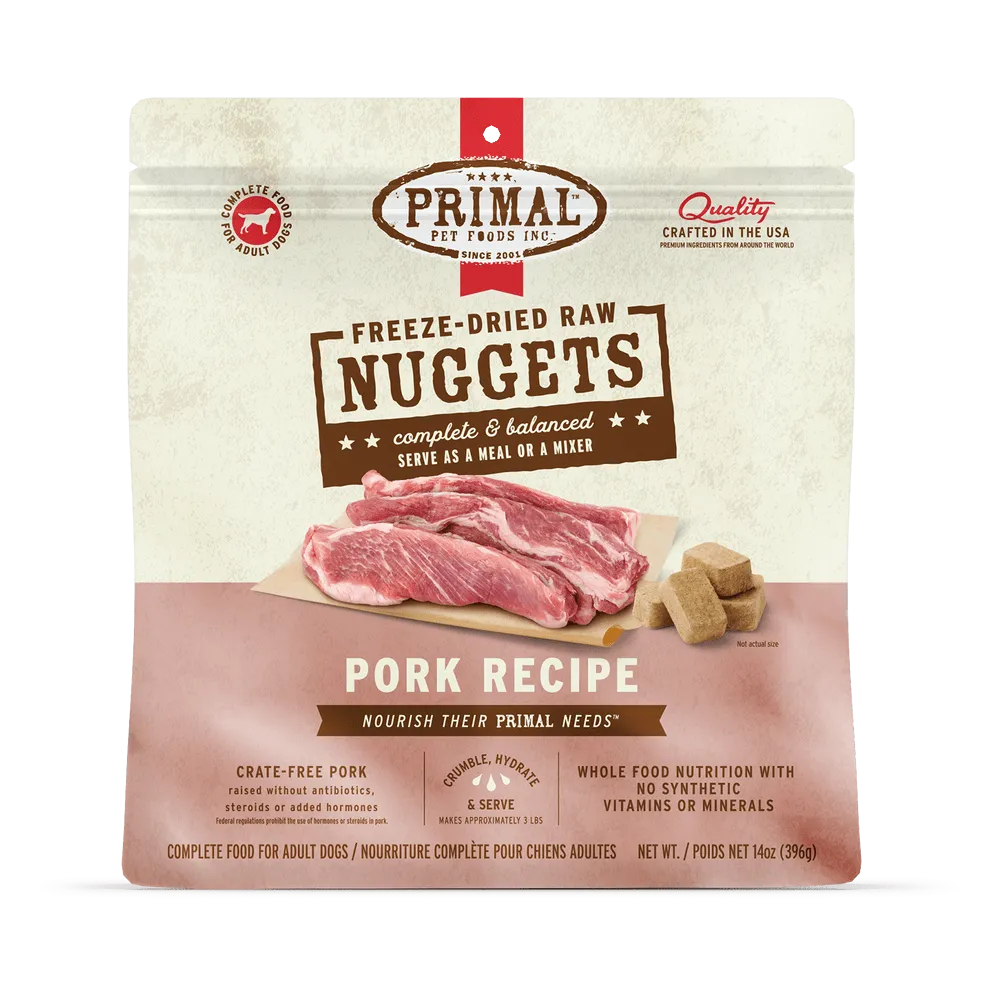Primal Freeze Dried Nuggets Grain Free Pork Formula Complete Diet Dog Food