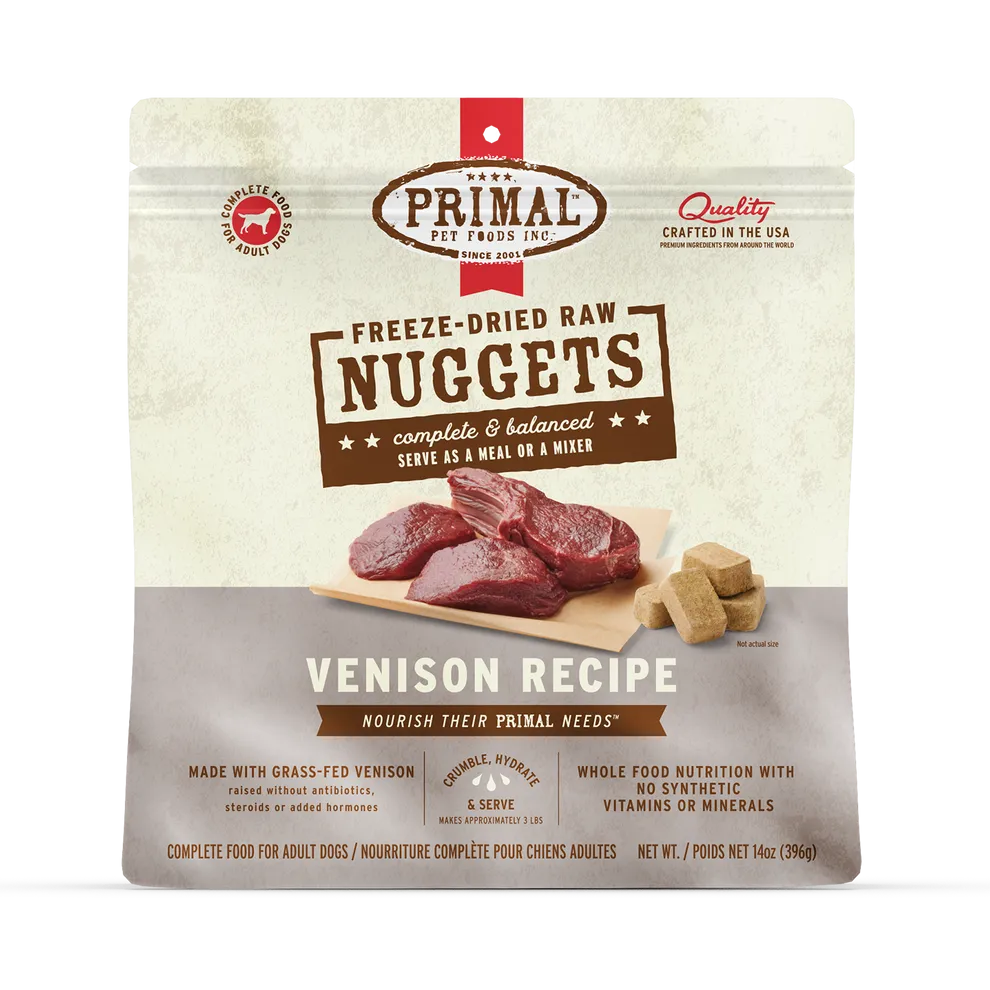 Primal Freeze Dried Nuggets Grain Free Venison Formula Complete Diet for Dogs