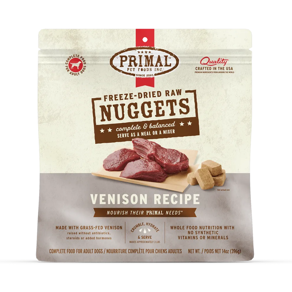 Primal Freeze Dried Nuggets Grain Free Venison Formula Complete Diet for Dogs