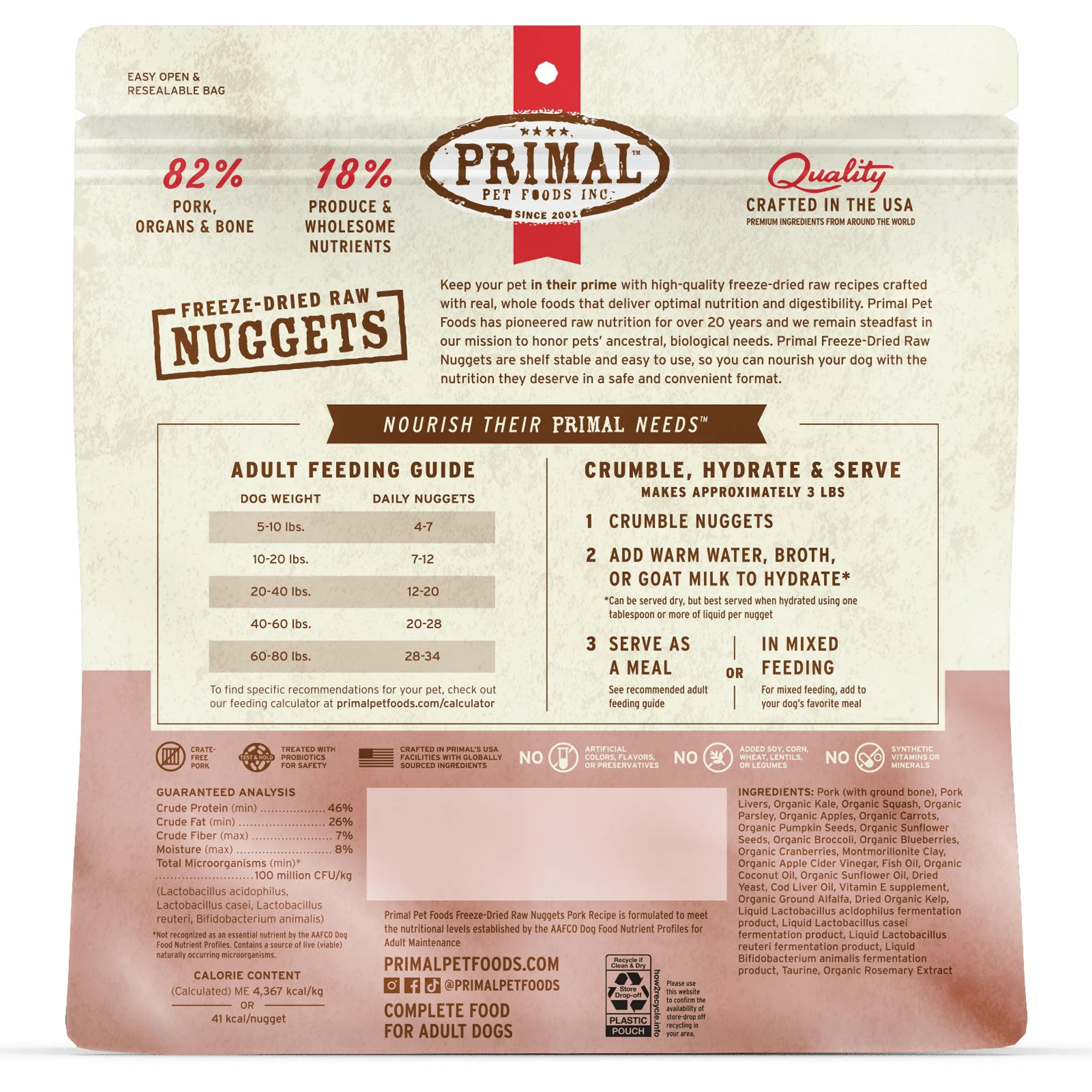 Primal Freeze-Dried Nuggets Pork Dog Food