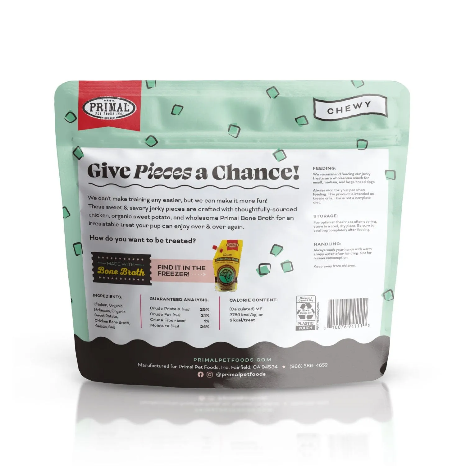 Primal Give Pieces A Chance Chicken with Broth Recipe Treats for Dogs