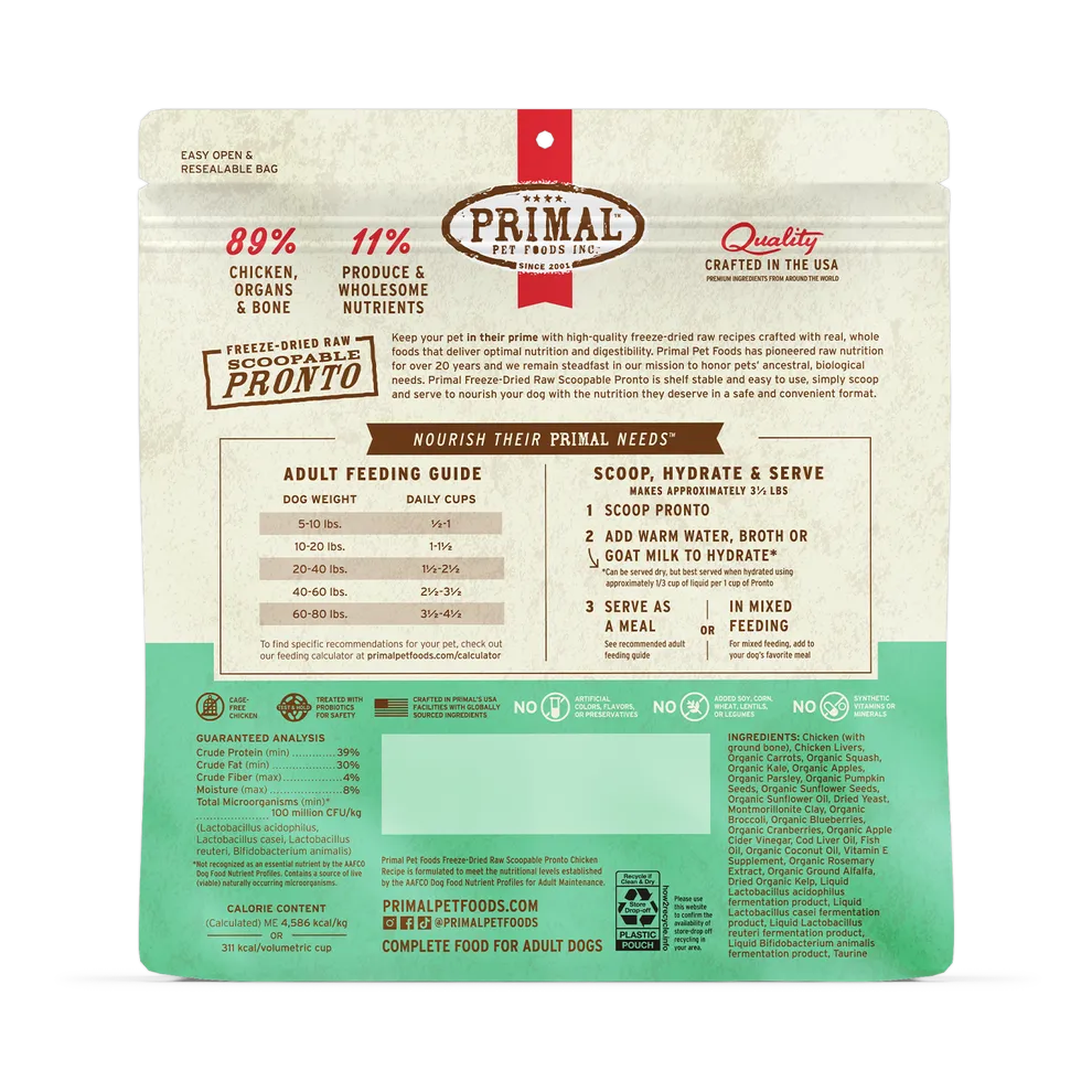 Primal Pronto Chicken Recipe Freeze-Dried Raw Dog Food