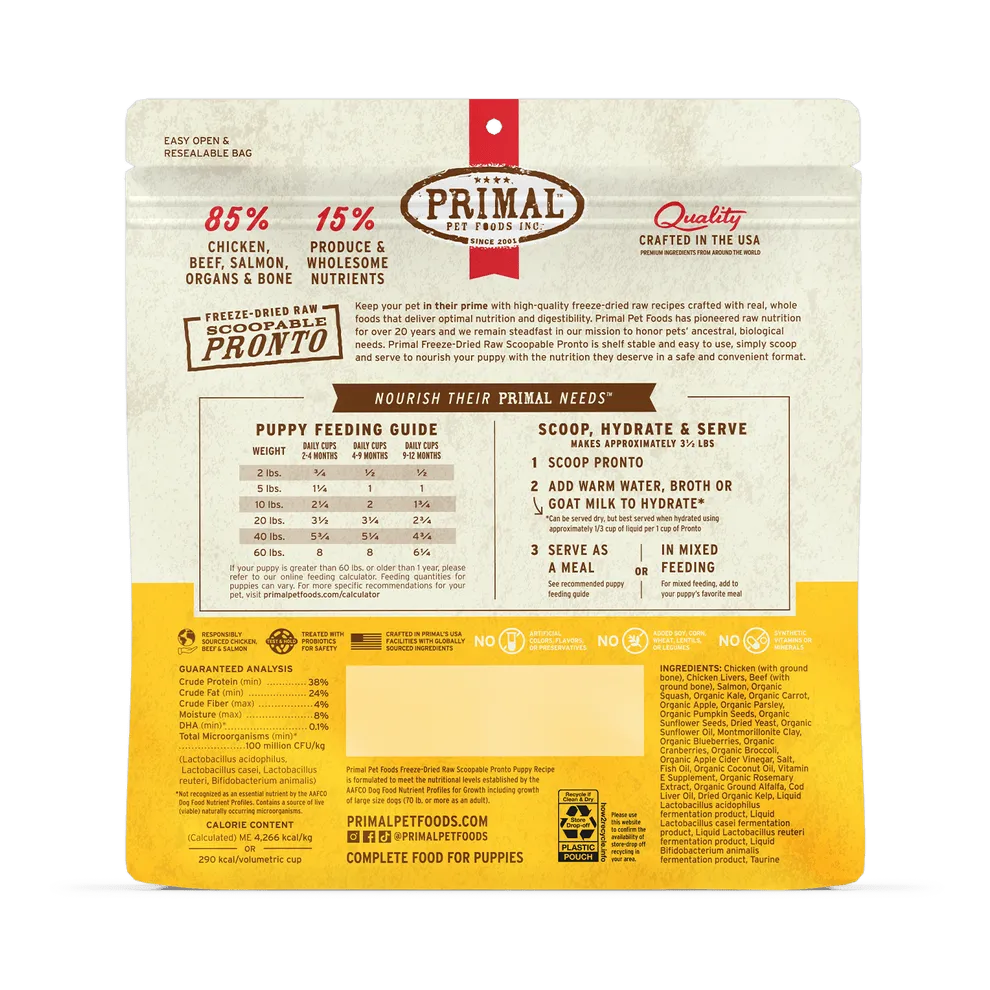 Primal Pronto Puppy Recipe Freeze-Dried Raw Dog Food