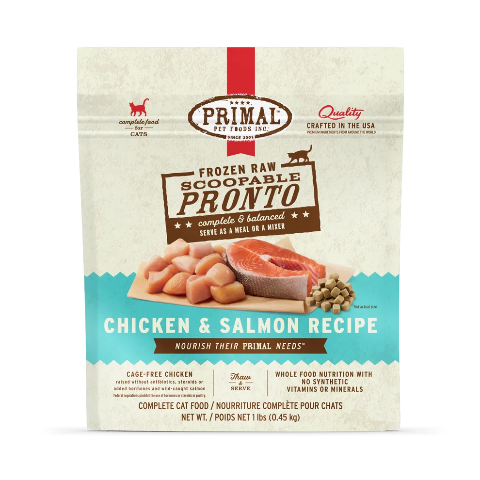 Primal Pronto Raw Frozen Chicken & Salmon Recipe Food For Cats