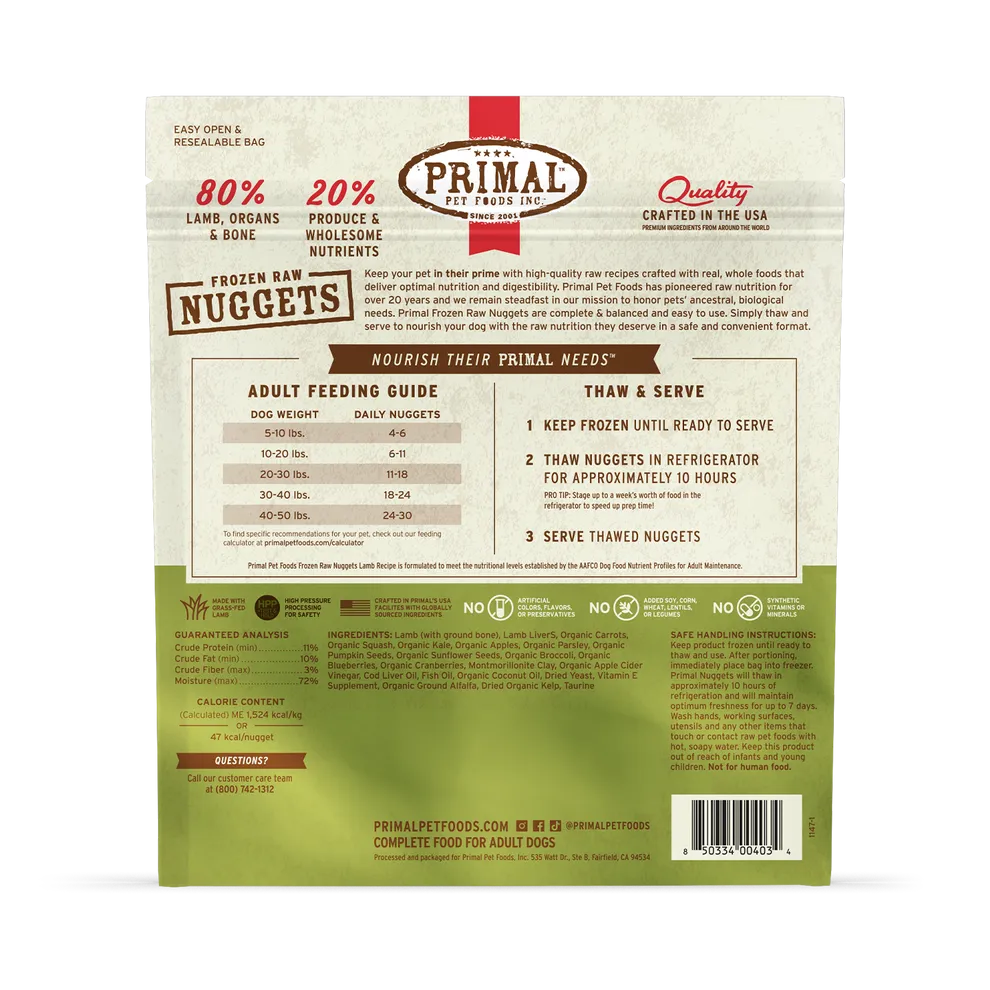 Primal Raw Frozen Lamb Formula For Dogs