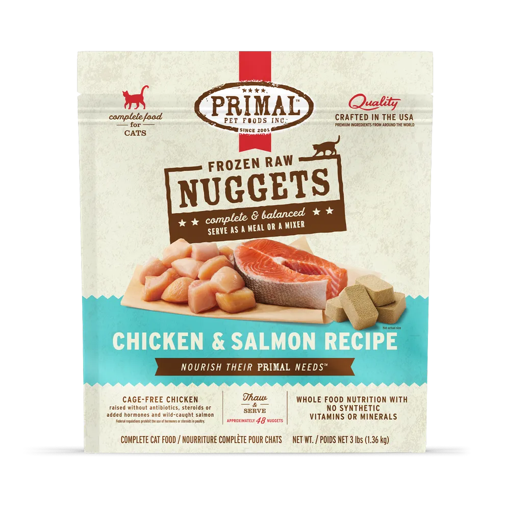Primal Raw Frozen Nuggets Chicken & Salmon Formula For Cats