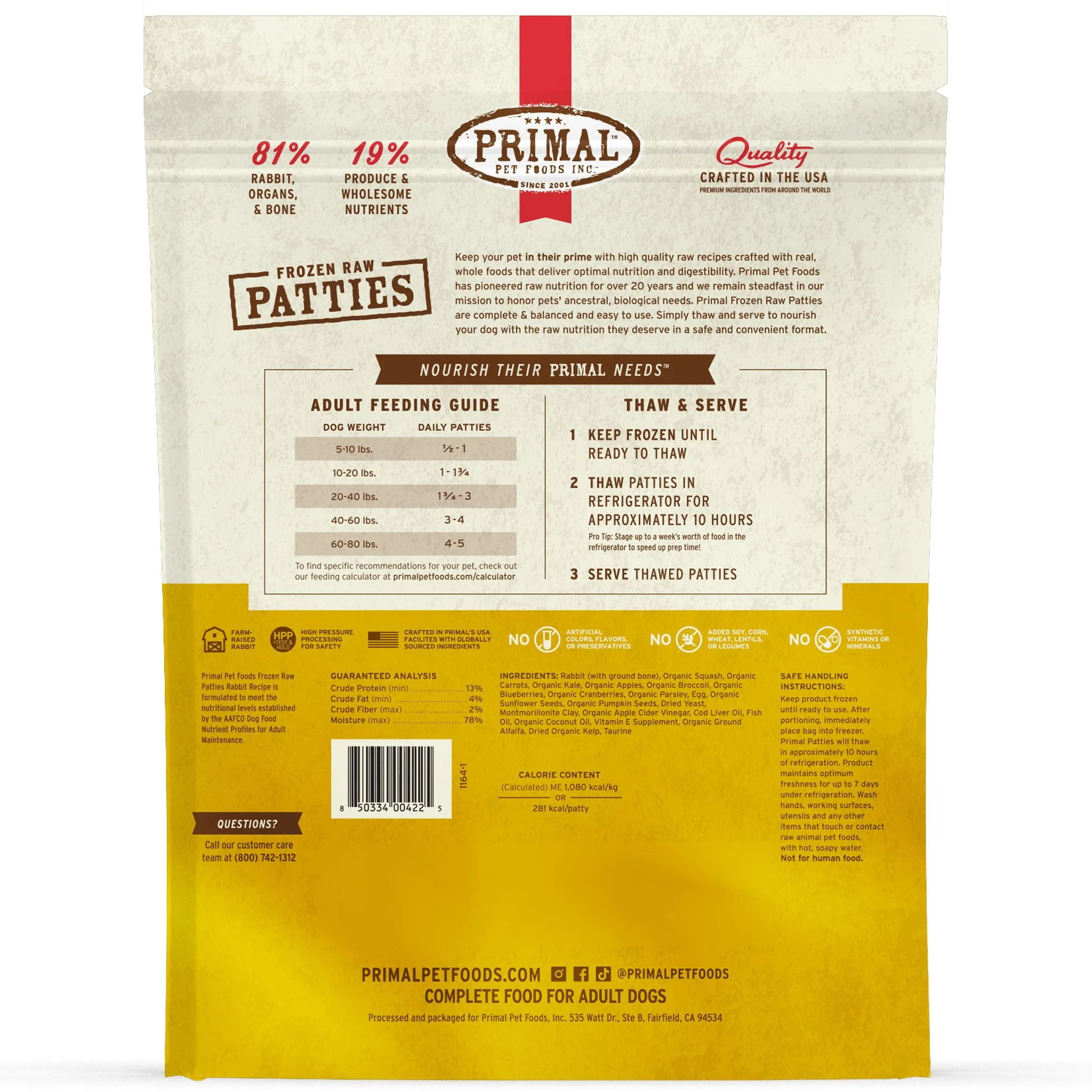 Primal Raw Rabbit Dog Food