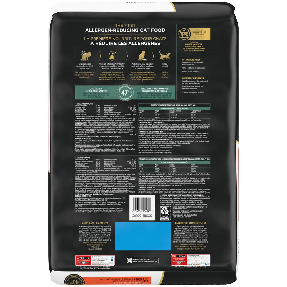 Purina Pro Plan LIVECLEAR With Probiotics Salmon & Rice Formula Dry Cat Food