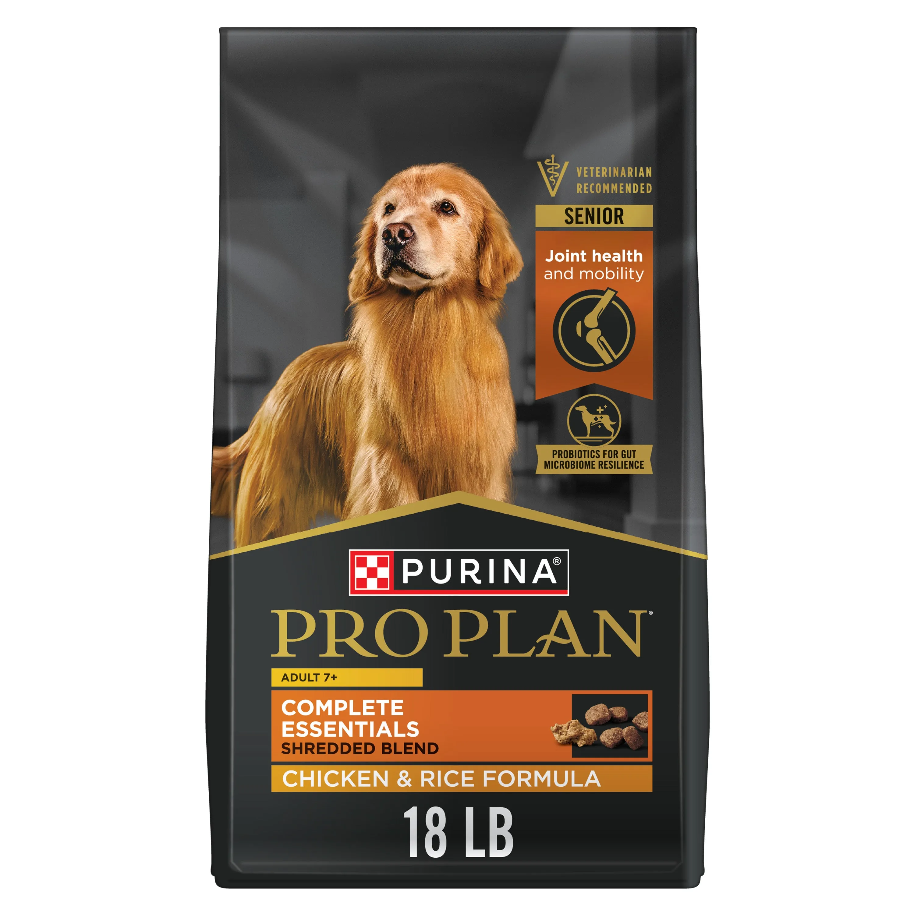 Purina Pro Plan Senior Dog Food With Probiotics for Dogs, Shredded Blend Chicken & Rice Formula