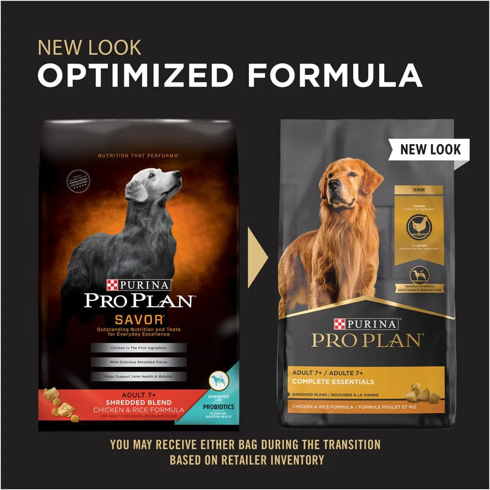 Purina Pro Plan Senior Dry Dog Food Shredded Blend Chicken & Rice Formula With Probiotics
