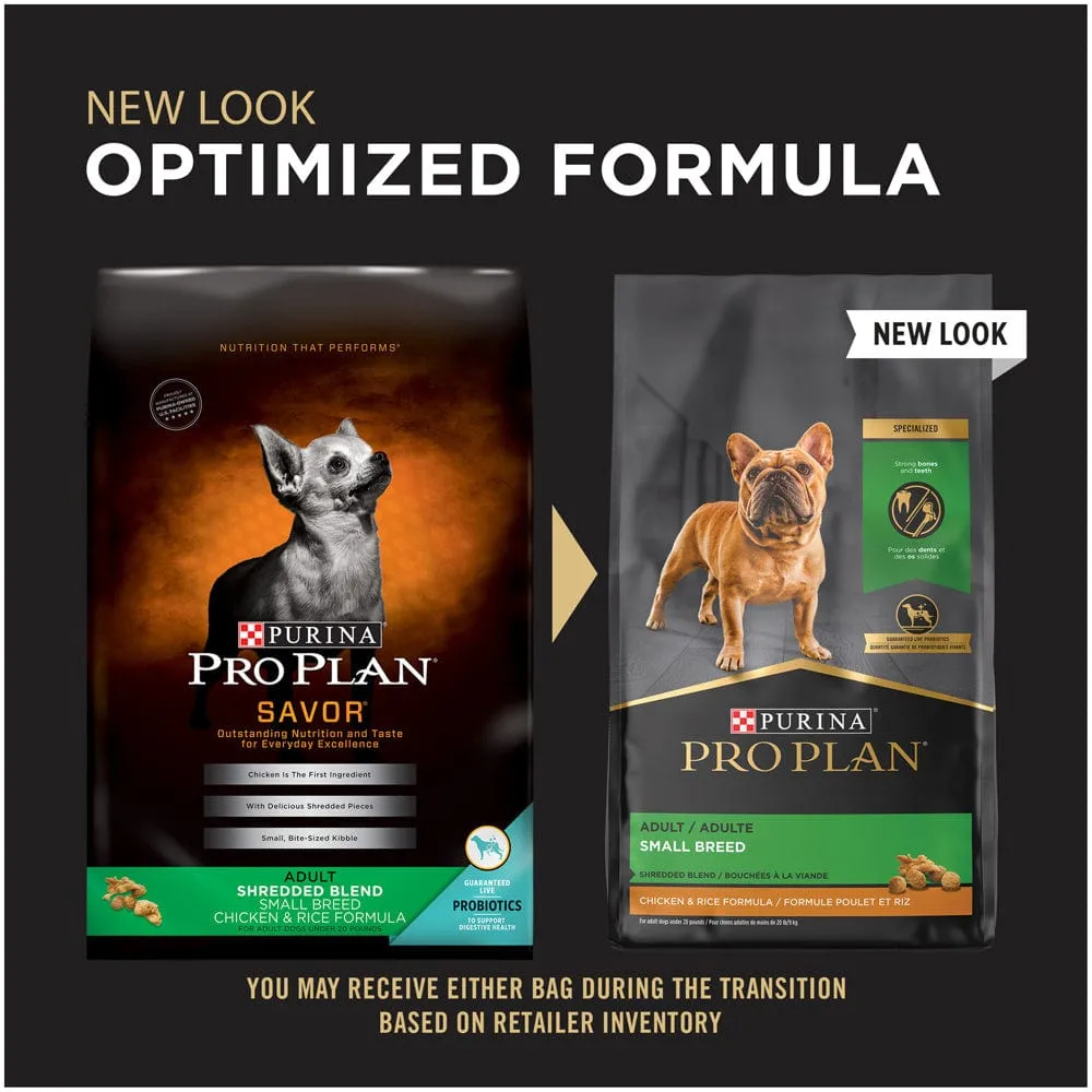 Purina Pro Plan Small Breed Shredded Blend Chicken & Rice Formula With Probiotics Weight Control Dry Dog Food