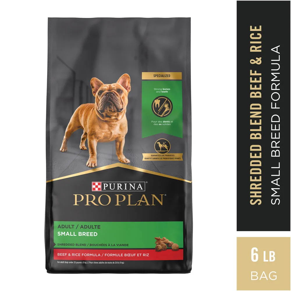 Purina Pro Plan Specialized Shredded Blend Beef & Rice Formula High Protein Small Breed Dry Dog Food
