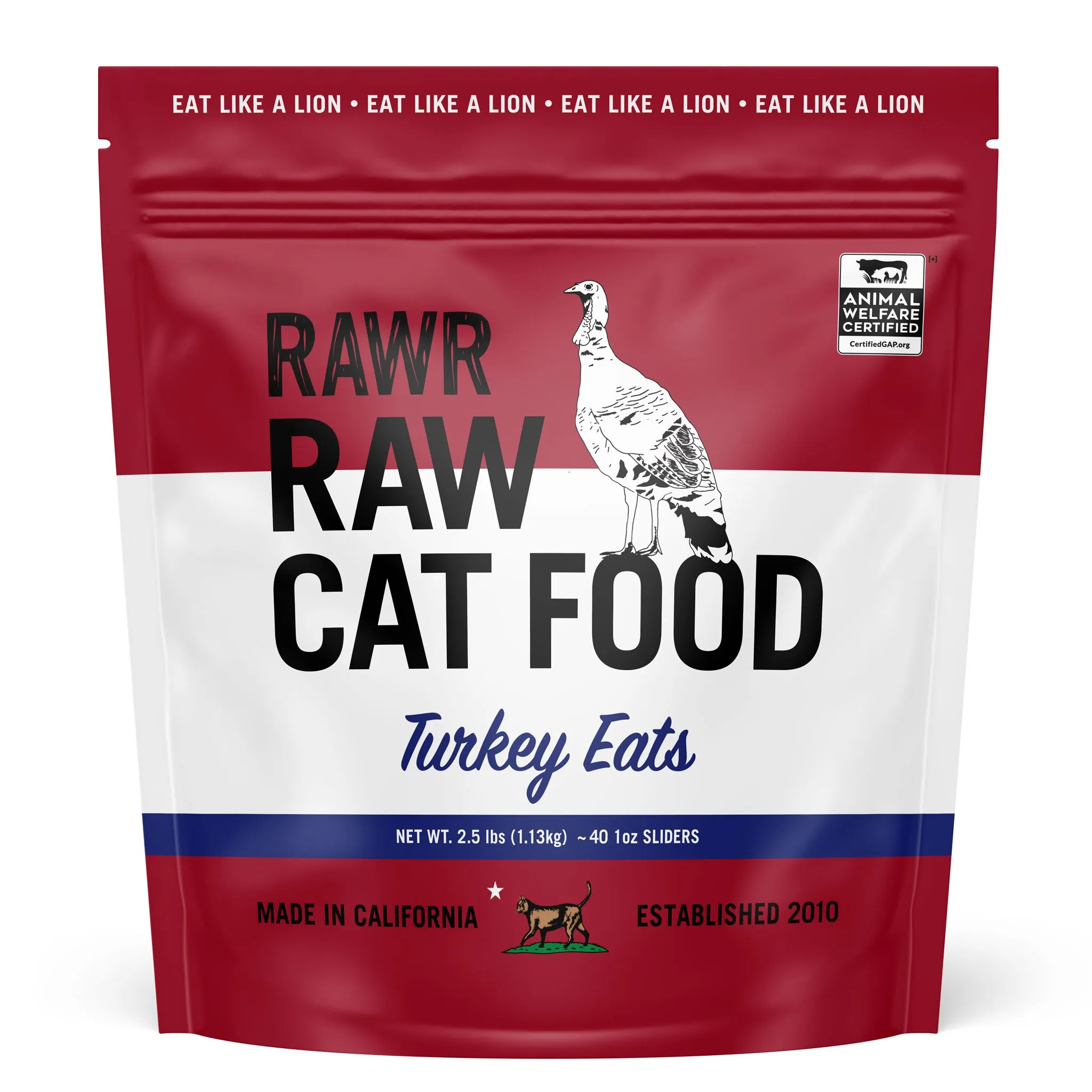 Rawr Raw Sliders Cat Turkey 2.5 lbs