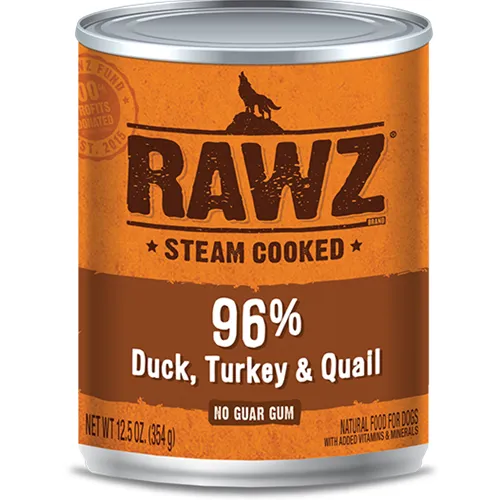 RAWZ 96% Duck, Turkey and Quail Canned Dog Food