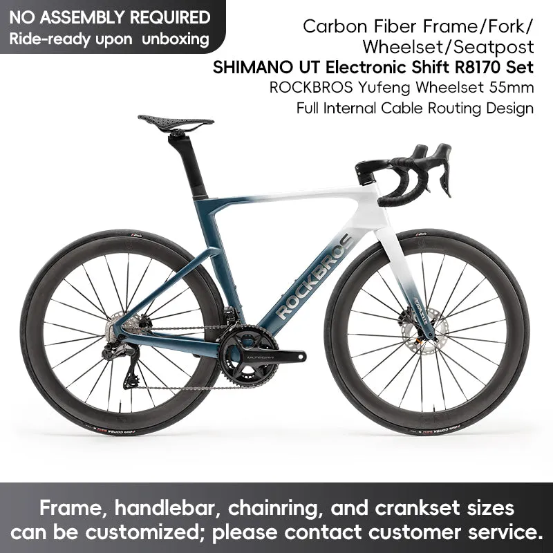 ROCKBROS T700 Carbon Fiber Aerodynamic Road Bike 105 Electronic Shifting  Disc Brakes