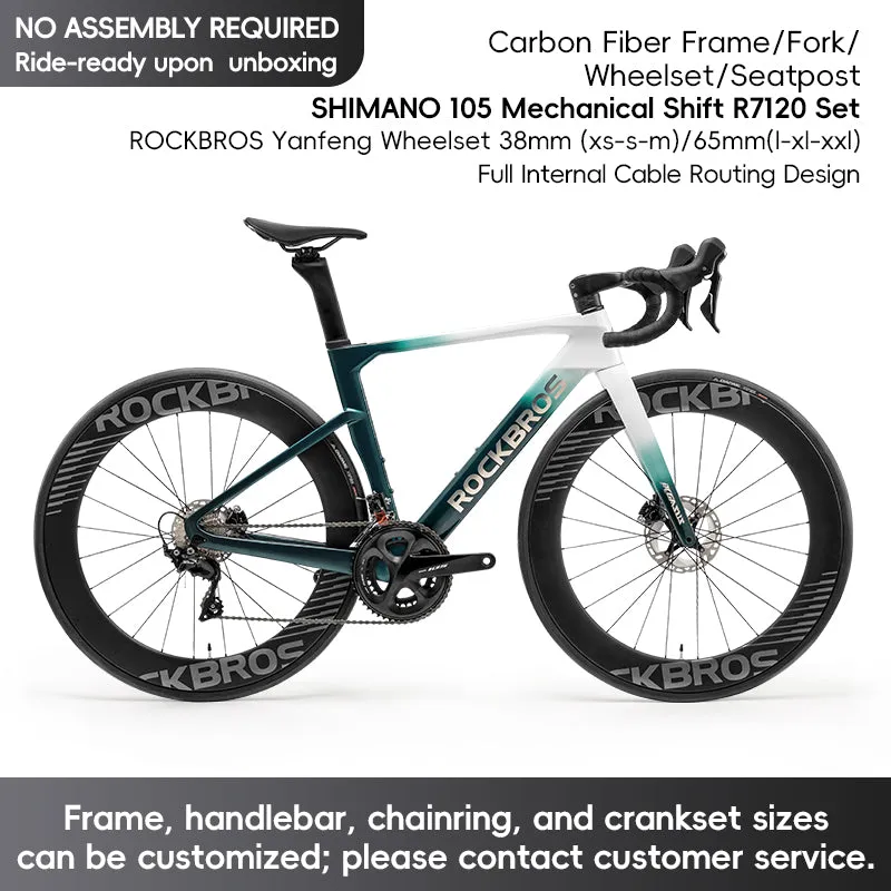 ROCKBROS T700 Carbon Fiber Aerodynamic Road Bike 105 Electronic Shifting  Disc Brakes