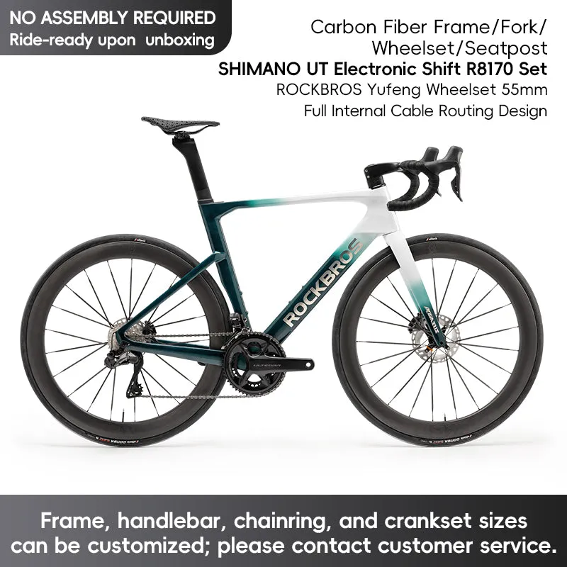 ROCKBROS T700 Carbon Fiber Aerodynamic Road Bike 105 Electronic Shifting  Disc Brakes