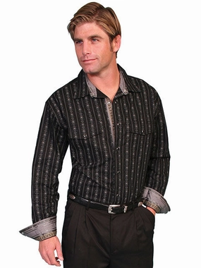 Scully PS-093 Black Retro Mens Western Shirt