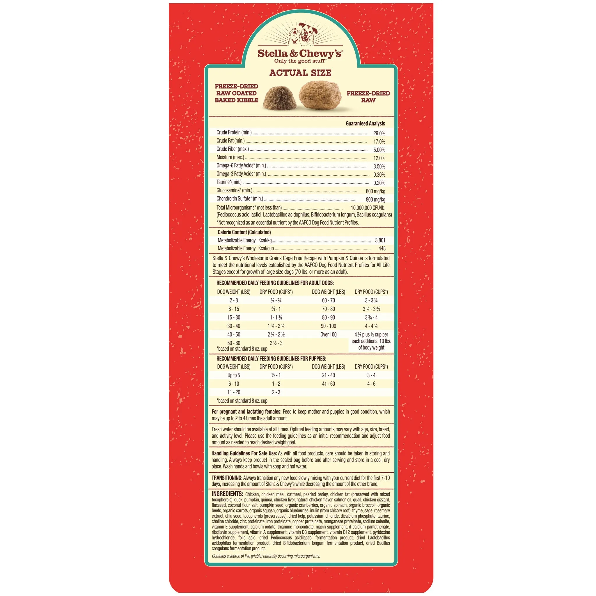 Stella & Chewy's Cage-Free Recipe Raw Blend Baked Dog Kibble with Grains