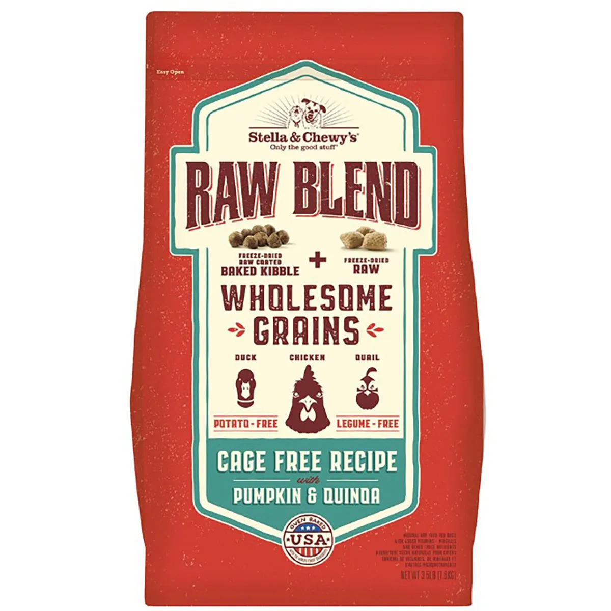Stella & Chewy's Cage-Free Recipe Raw Blend Baked Dog Kibble with Grains